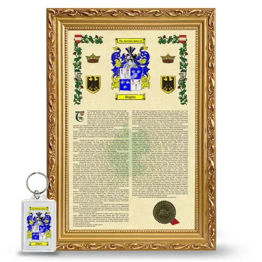 Hogers Framed Armorial History and Keychain - Gold