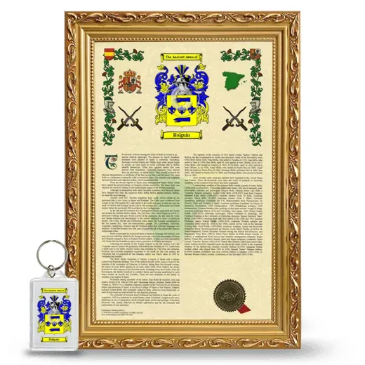 Holguín Framed Armorial History and Keychain - Gold