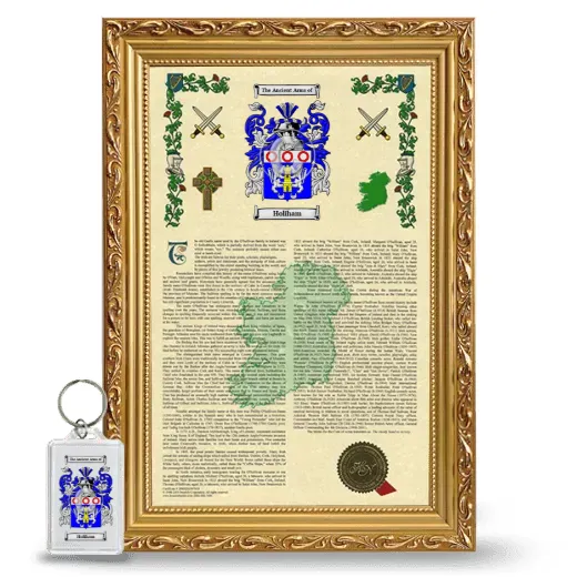 Holiham Framed Armorial History and Keychain - Gold