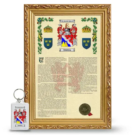Holmberg Framed Armorial History and Keychain - Gold