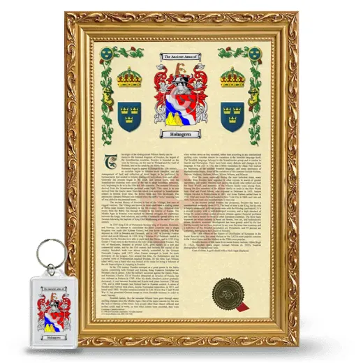 Holmgren Framed Armorial History and Keychain - Gold