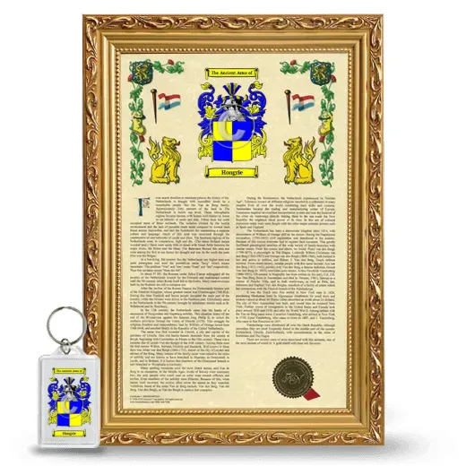 Hongrie Framed Armorial History and Keychain - Gold