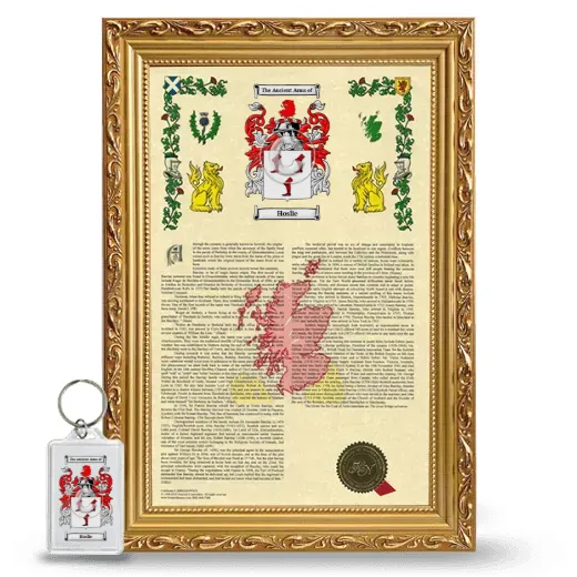 Hoslie Framed Armorial History and Keychain - Gold