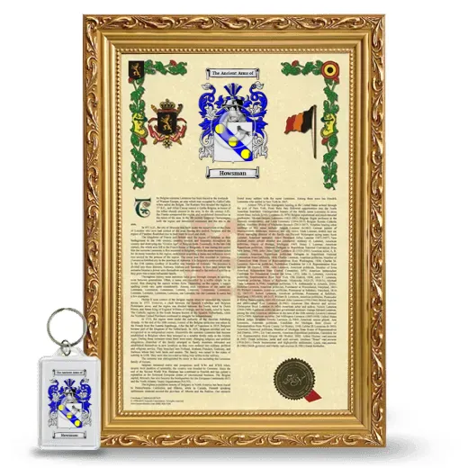 Howsman Framed Armorial History and Keychain - Gold