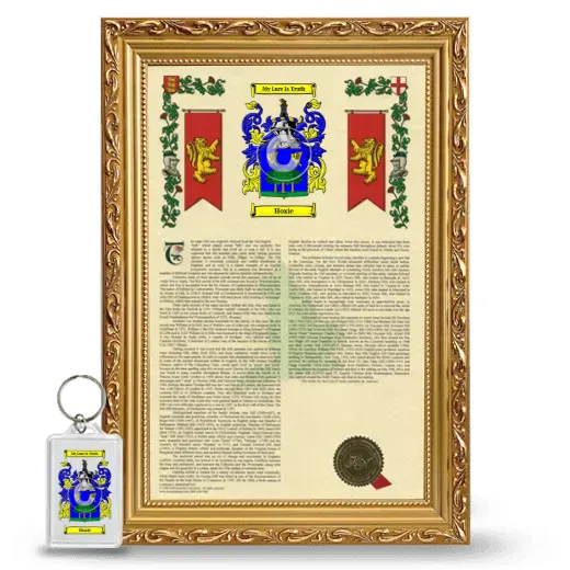 Hoxie Framed Armorial History and Keychain - Gold