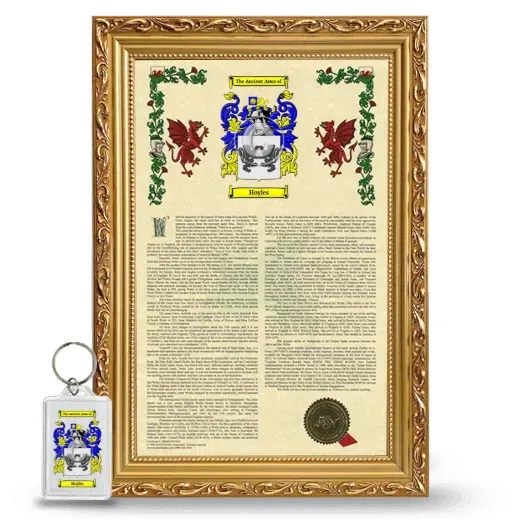 Hoyles Framed Armorial History and Keychain - Gold
