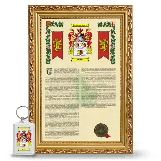 Hulon Framed Armorial History and Keychain - Gold