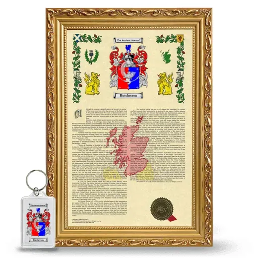 Hutcherson Framed Armorial History and Keychain - Gold