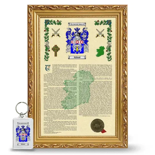 Hyland Framed Armorial History and Keychain - Gold