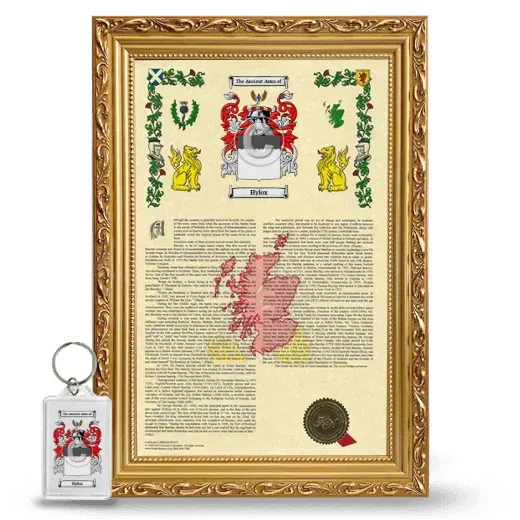 Hylox Framed Armorial History and Keychain - Gold