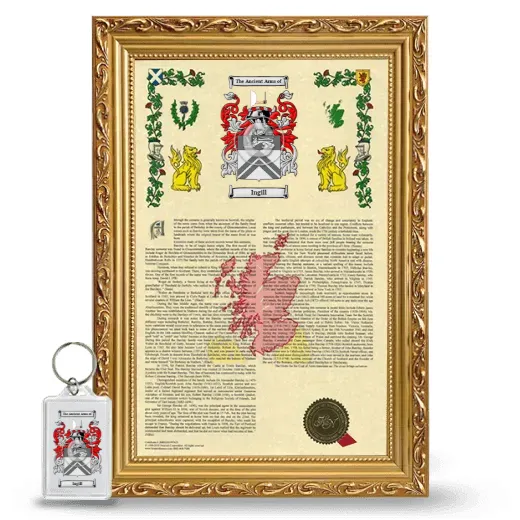 Ingill Framed Armorial History and Keychain - Gold