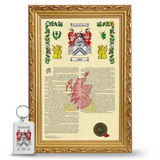 Ingol Framed Armorial History and Keychain - Gold