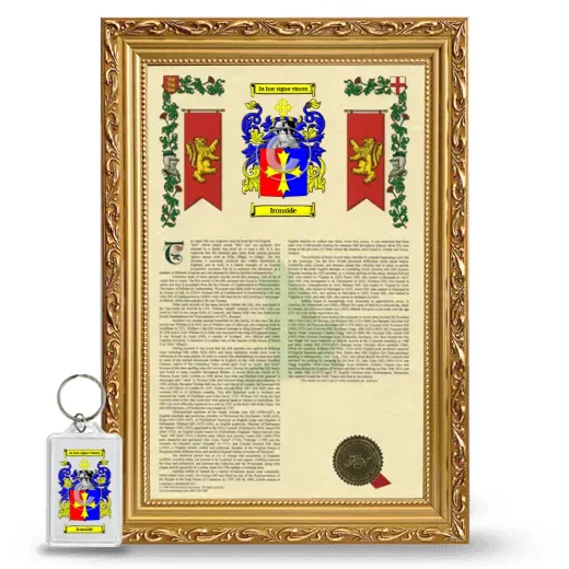 Ironside Framed Armorial History and Keychain - Gold