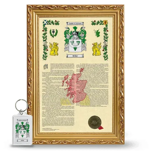 Irvine Framed Armorial History and Keychain - Gold