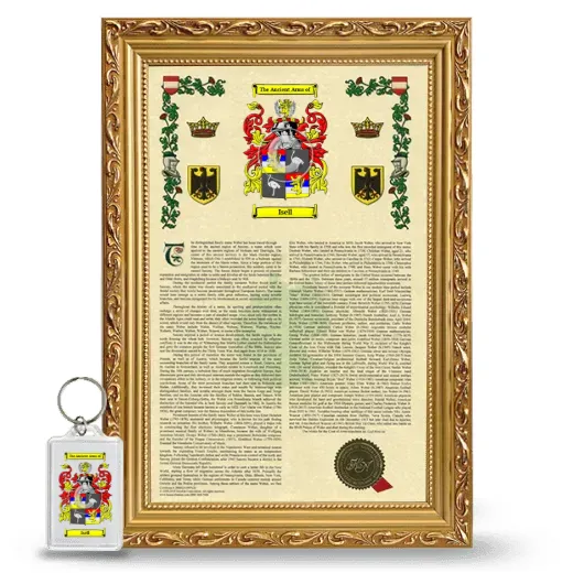 Isell Framed Armorial History and Keychain - Gold