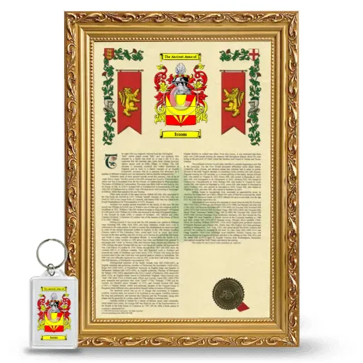 Issom Framed Armorial History and Keychain - Gold