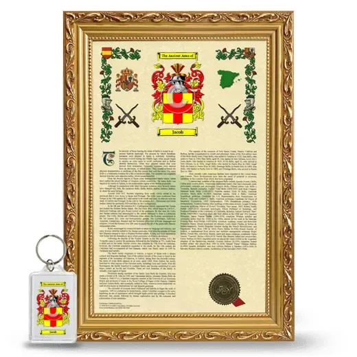 Jacob Framed Armorial History and Keychain - Gold