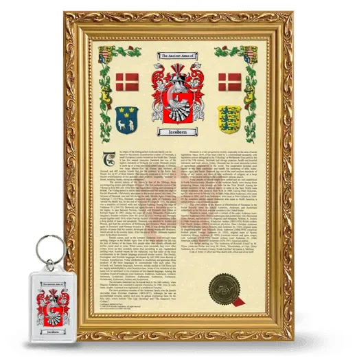 Jacobsen Framed Armorial History and Keychain - Gold