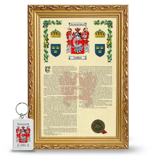 Jacobsen Framed Armorial History and Keychain - Gold