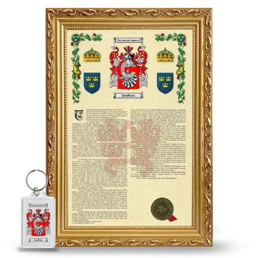 Jacobson Framed Armorial History and Keychain - Gold