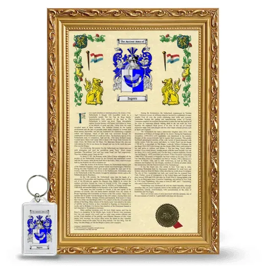 Jagers Framed Armorial History and Keychain - Gold