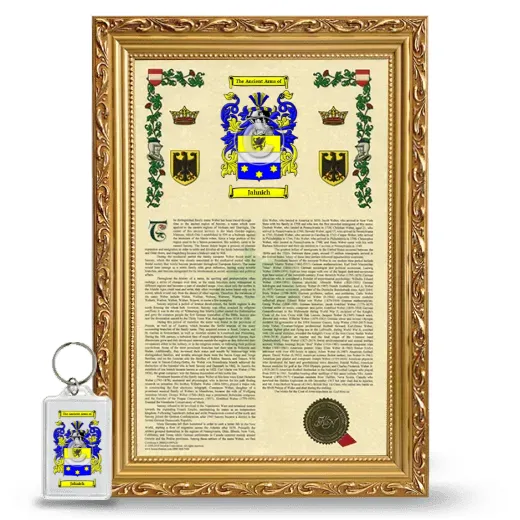 Jahnich Framed Armorial History and Keychain - Gold