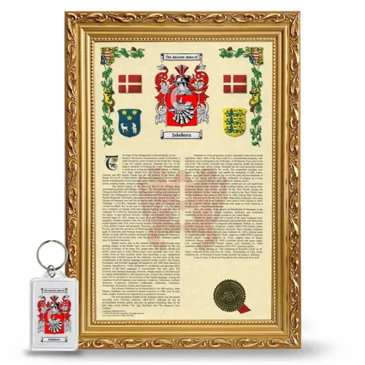 Jakobsen Framed Armorial History and Keychain - Gold