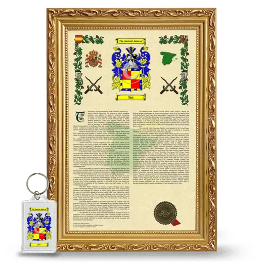 Jan Framed Armorial History and Keychain - Gold