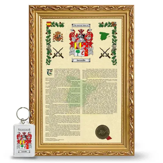 Jaramilla Framed Armorial History and Keychain - Gold