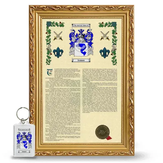 Jasman Framed Armorial History and Keychain - Gold