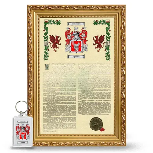 Jephkin Framed Armorial History and Keychain - Gold