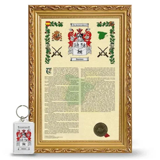 Jimenez Framed Armorial History and Keychain - Gold