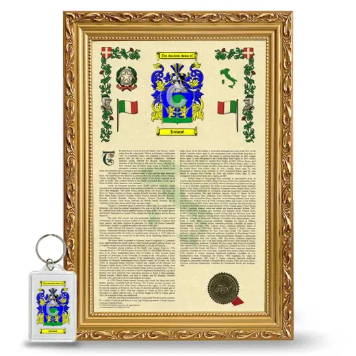 Jované Framed Armorial History and Keychain - Gold