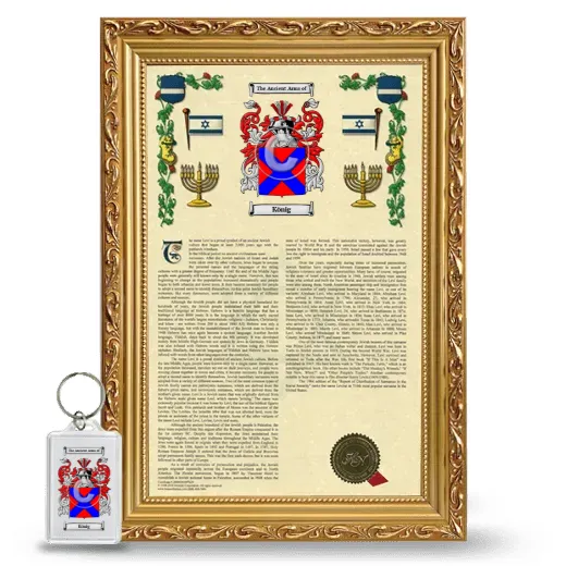 König Framed Armorial History and Keychain - Gold