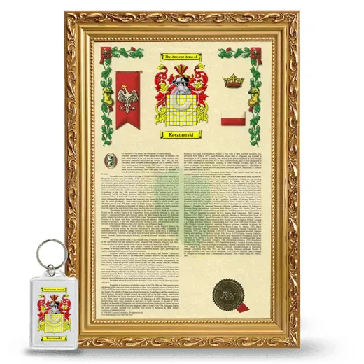 Kaczmarski Framed Armorial History and Keychain - Gold