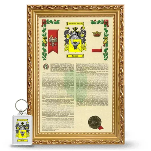 Kaczyn Framed Armorial History and Keychain - Gold