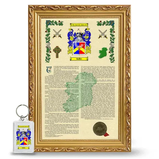 Kalles Framed Armorial History and Keychain - Gold