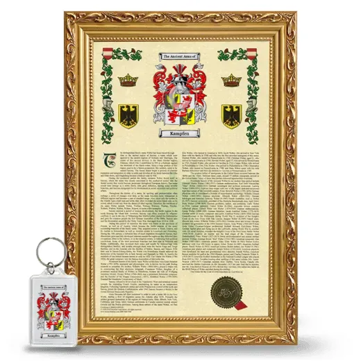 Kampfen Framed Armorial History and Keychain - Gold