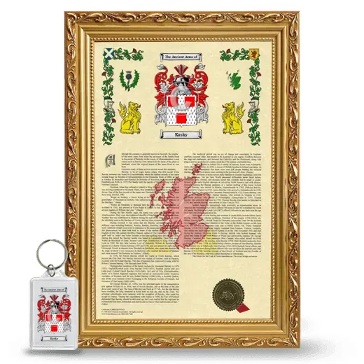 Kasky Framed Armorial History and Keychain - Gold