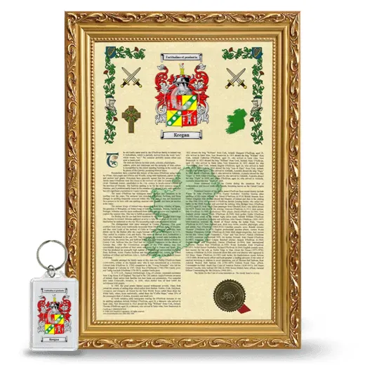 Keegan Framed Armorial History and Keychain - Gold