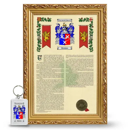 Kinsman Framed Armorial History and Keychain - Gold