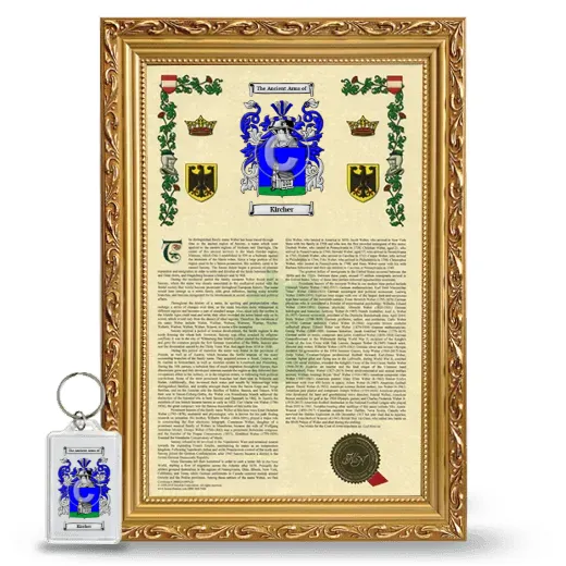 Kircher Framed Armorial History and Keychain - Gold