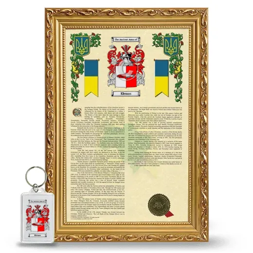 Klemas Framed Armorial History and Keychain - Gold