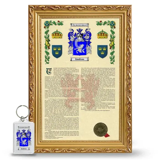 Knudtson Framed Armorial History and Keychain - Gold