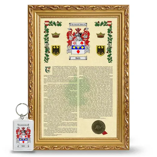 Koch- Framed Armorial History and Keychain - Gold