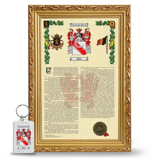 Kohn Framed Armorial History and Keychain - Gold