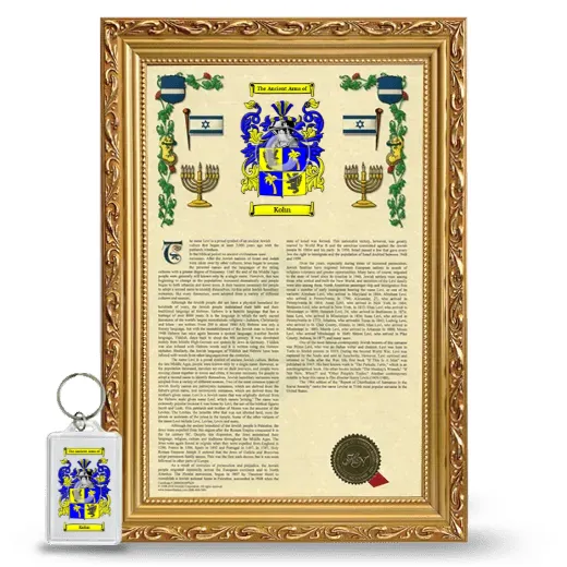Kohn Framed Armorial History and Keychain - Gold