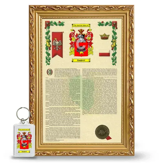 Konjević Framed Armorial History and Keychain - Gold