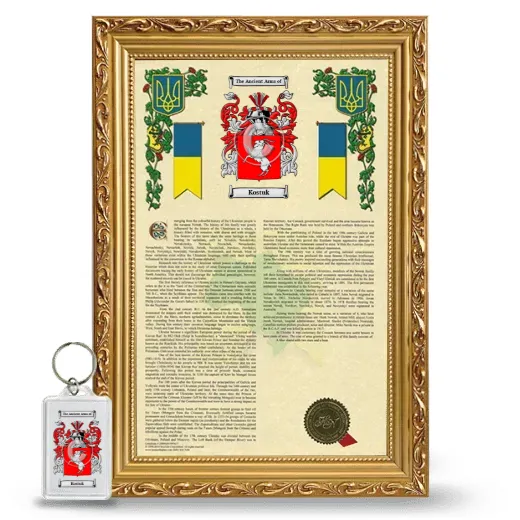 Kostuk Framed Armorial History and Keychain - Gold