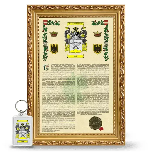 Král Framed Armorial History and Keychain - Gold